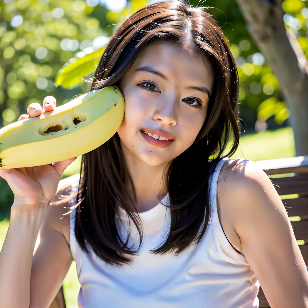 黒髪ロングでバナナの美女２０