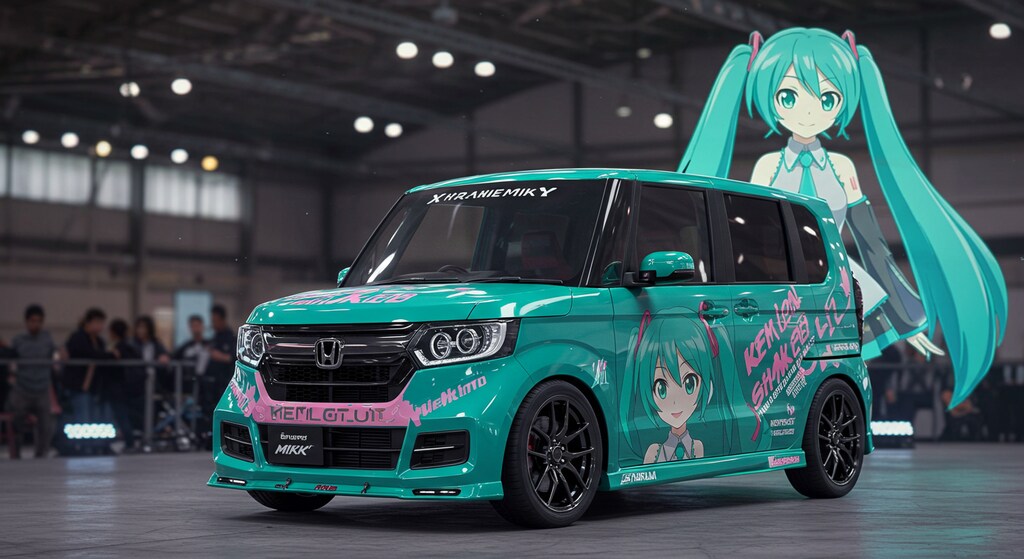 初音ミクと初音ミク痛車N-BOX