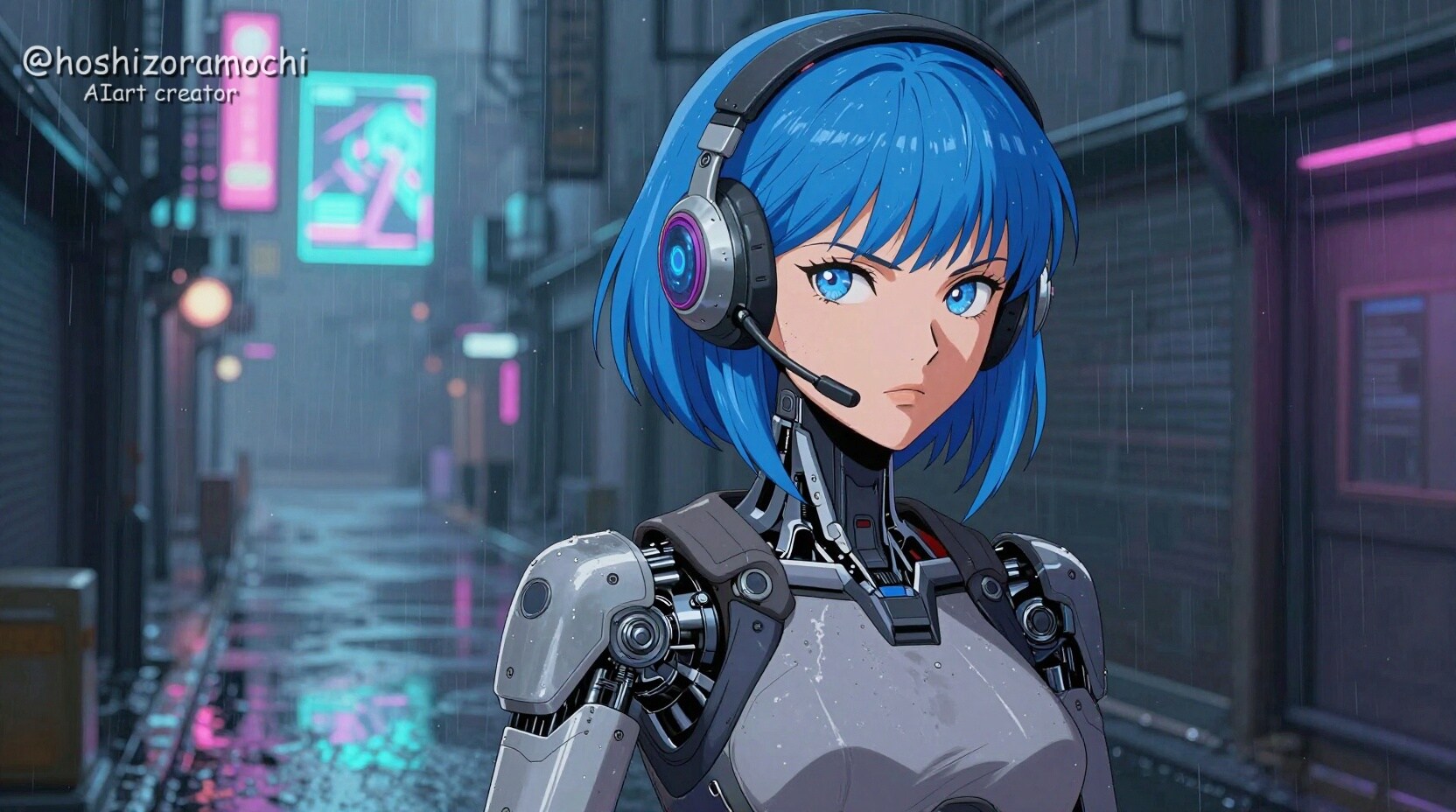 🌃サイバーパンクの夜を駆ける義体の歌姫 | の人気AIイラスト・グラビア