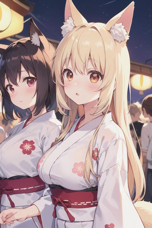 姉妹狐で夏祭り | の人気AIイラスト・グラビア