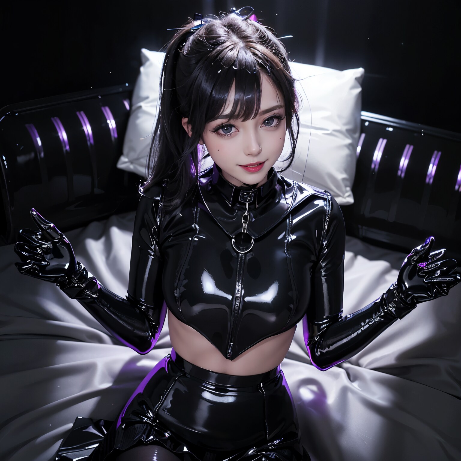 碧嶋・伊庭・姫乃樹　黒エナメルセーラー服チャレンジ | の人気AIイラスト・グラビア