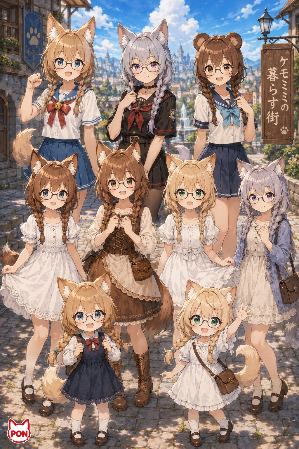 眼鏡三つ編み