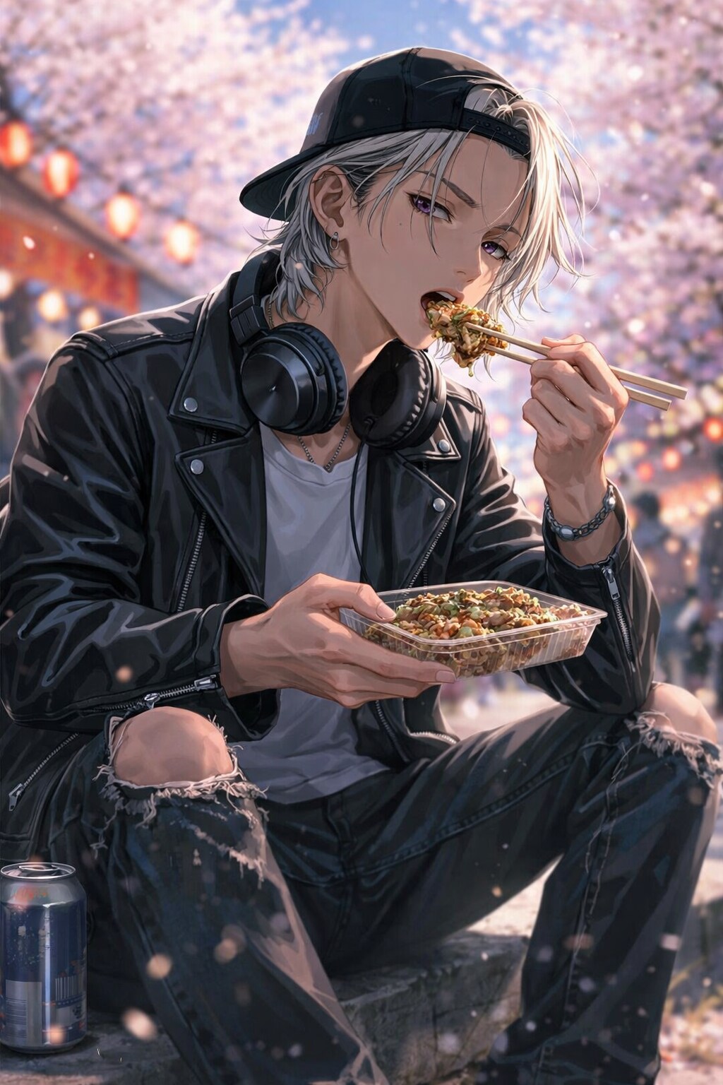竜麻は、満開の桜の下で、ただお好み焼きを喰らう。