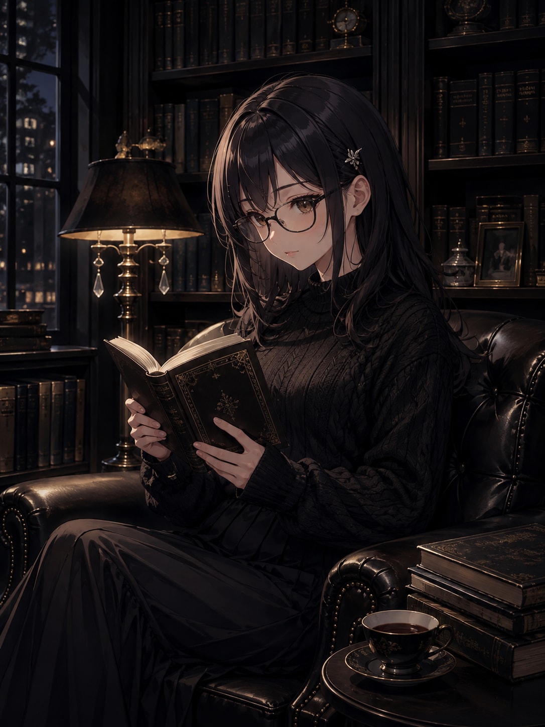 夜の文学室 | の人気AIイラスト・グラビア