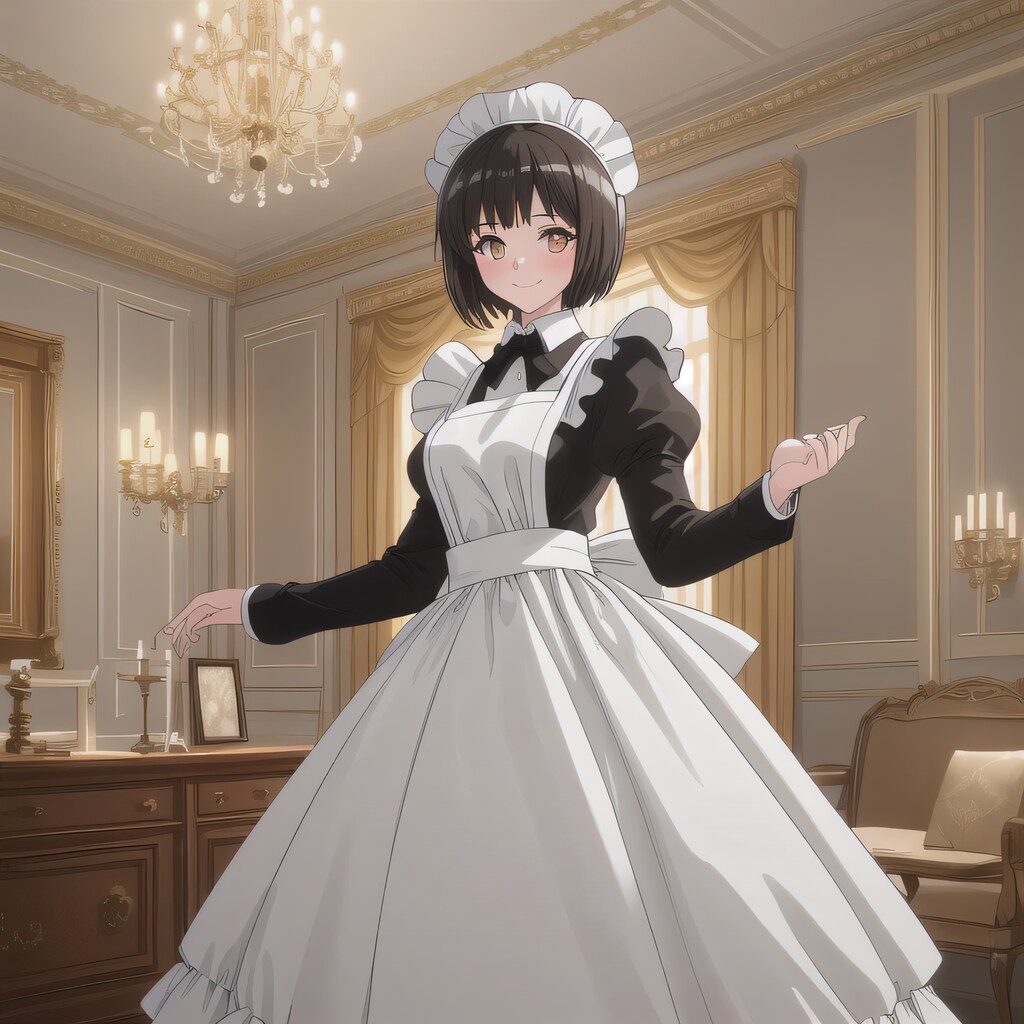 黒髪ボブでメイド服の少女８