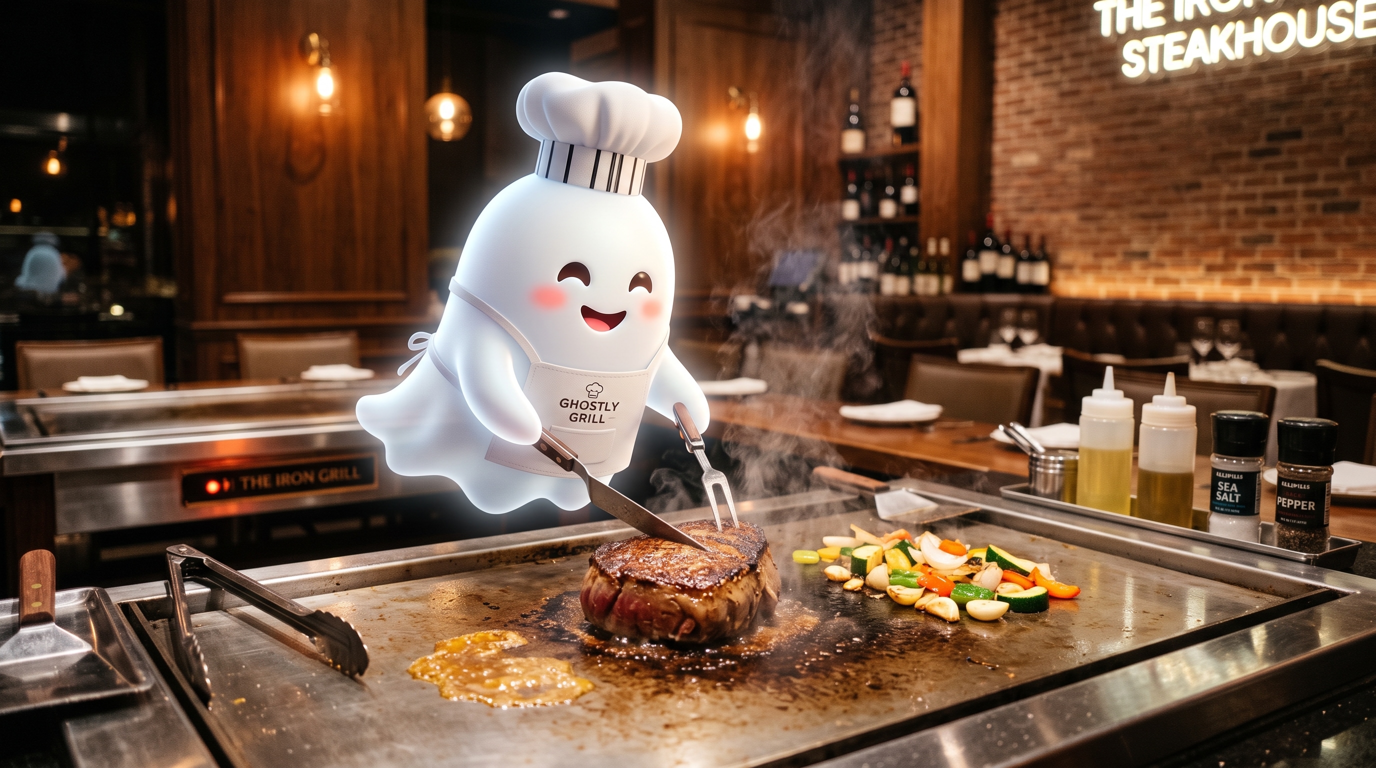 ステーキを焼くお化けシェフ | の人気AIイラスト・グラビア