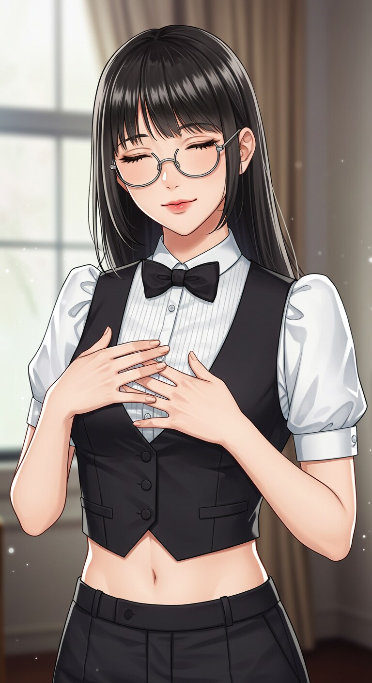 かっこかわいいパフ袖好きのタキシード美少女のロマンティックな執事　ImageFX土産