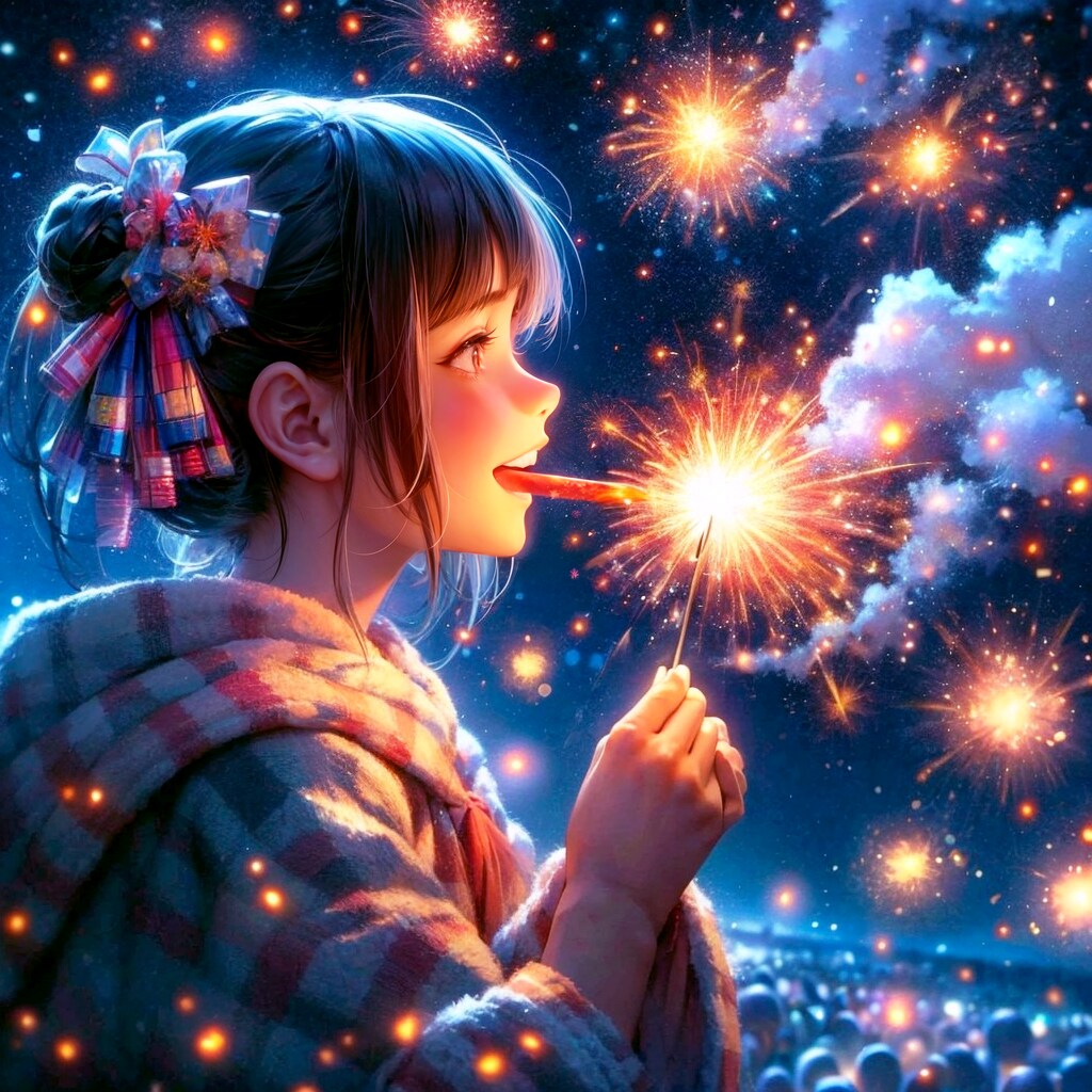 花火は注意書きをよく読んで、遊び方を守って遊んでください (花火と少女12) | の人気AIイラスト・グラビア