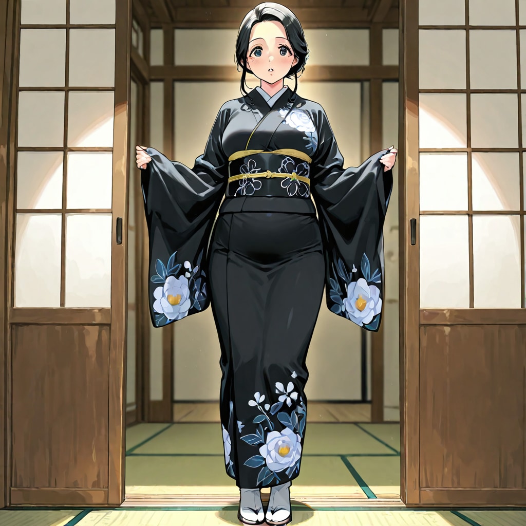 黒い着物の橘ほのか