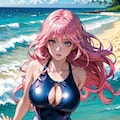 桃髪ロング女子 5枚目