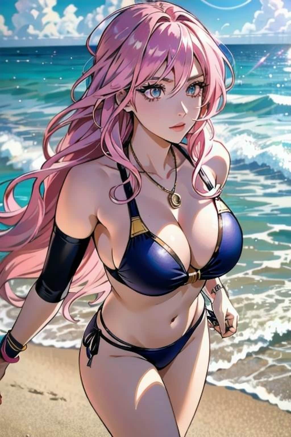 桃髪ロング女子
