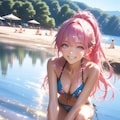 桃髪ロング女子 3枚目