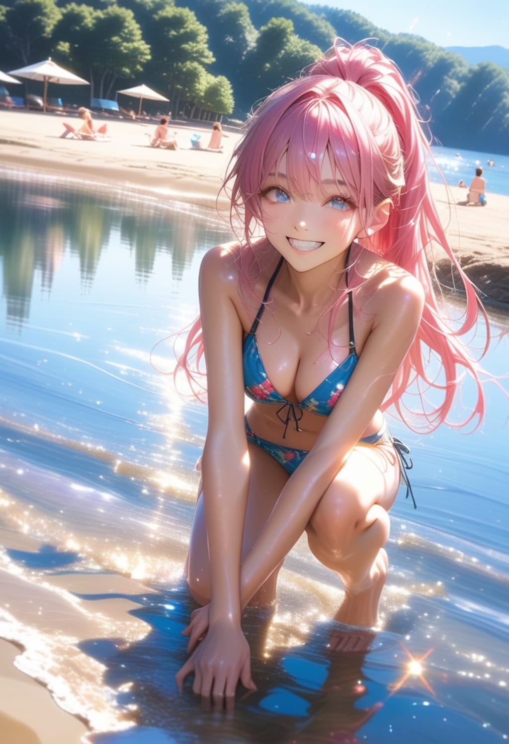 桃髪ロング女子