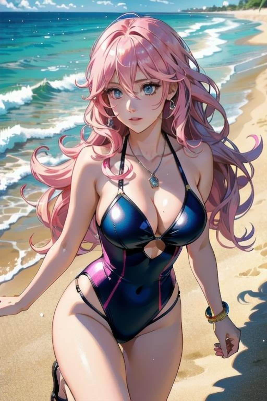 桃髪ロング女子