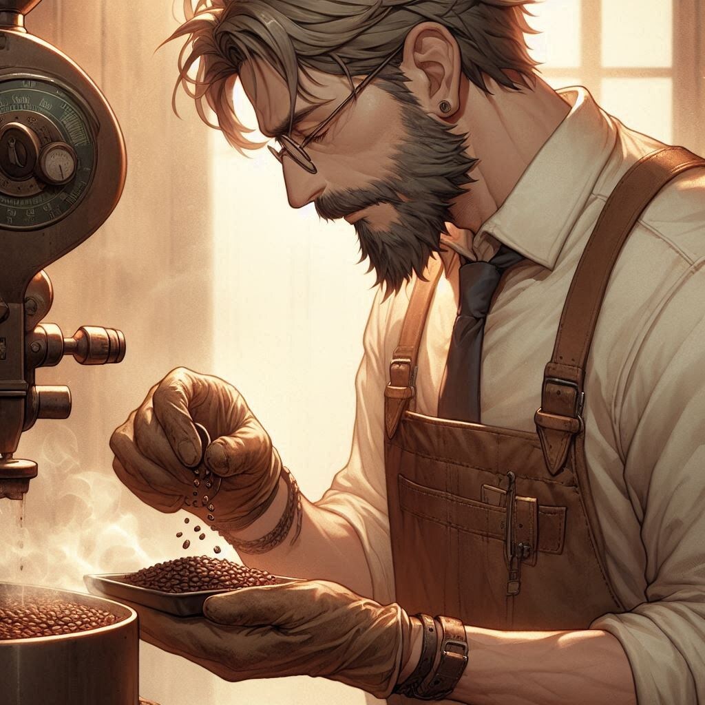 ああ、うん「豆の声を聴いているんだ」と言ってそうな渋めのマスター、けど、プロンプトが失敗していて