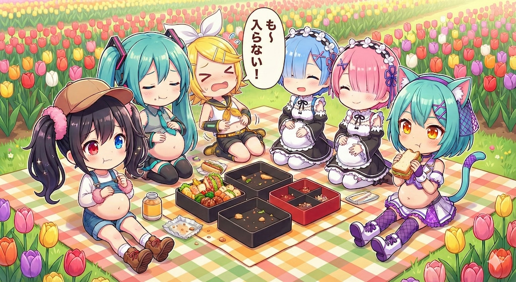 チューリップ畑で美味しいお弁当😋