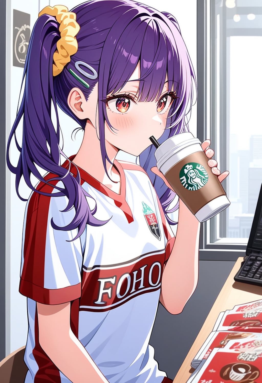 何か飲んでるツインテ娘