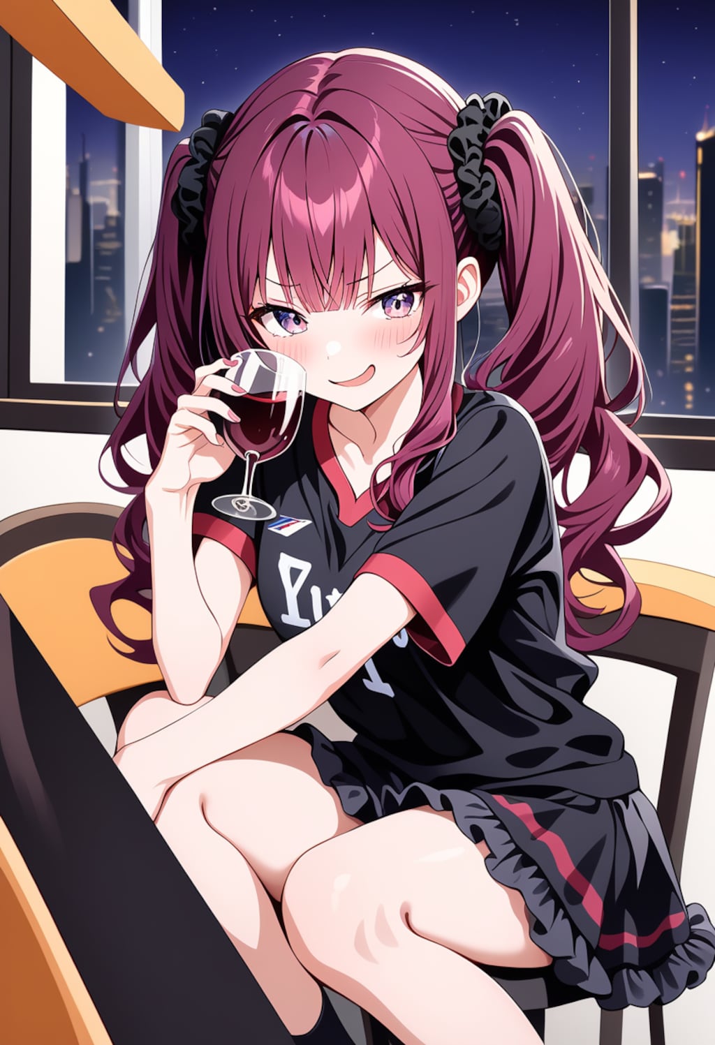 何か飲んでるツインテ娘