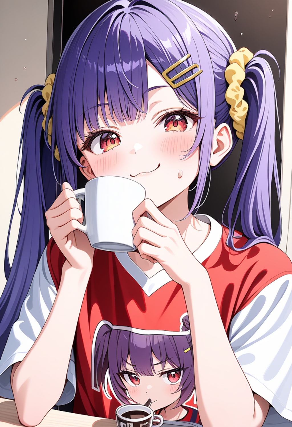 何か飲んでるツインテ娘