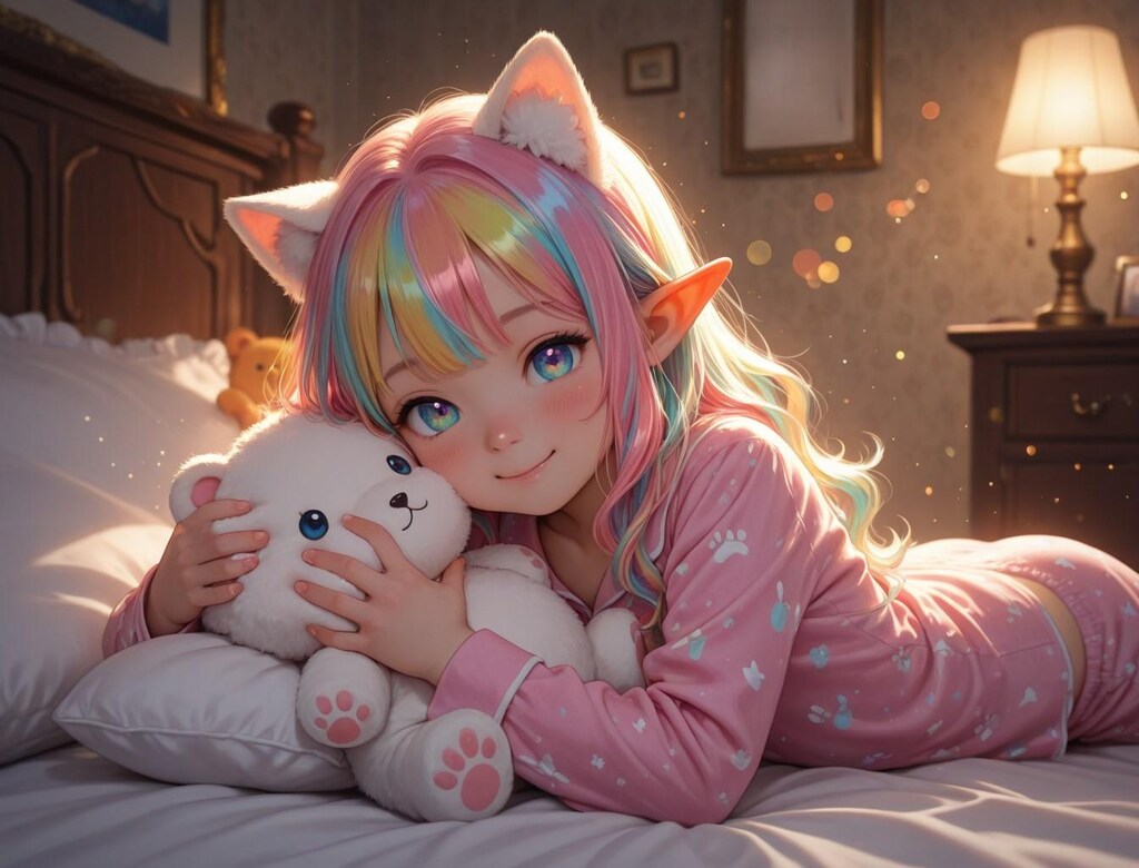 12枚)ぬいぐるみとケモ耳エルフさん