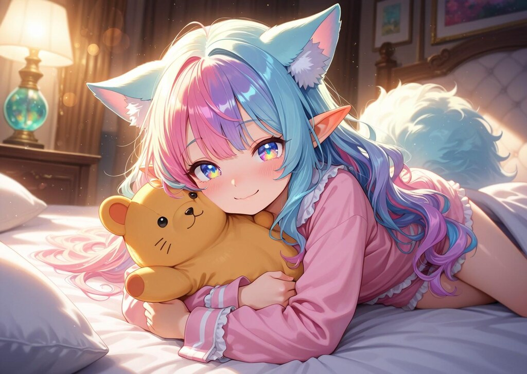 12枚)ぬいぐるみとケモ耳エルフさん