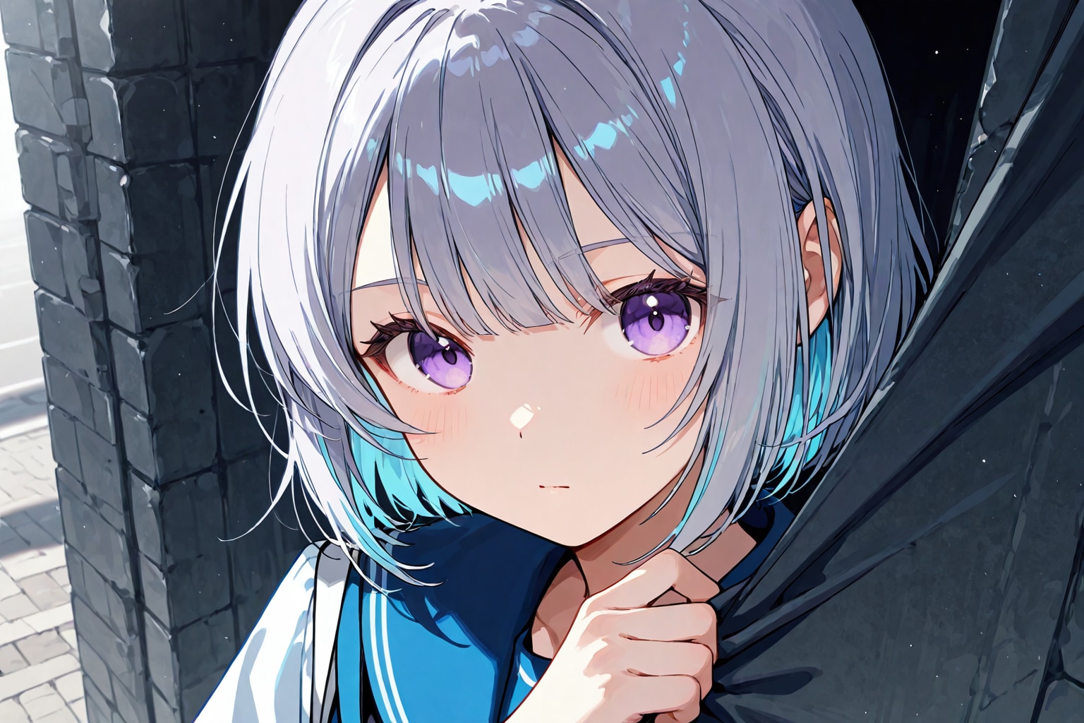 前髪で目が隠れている少女 | の人気AIイラスト・グラビア