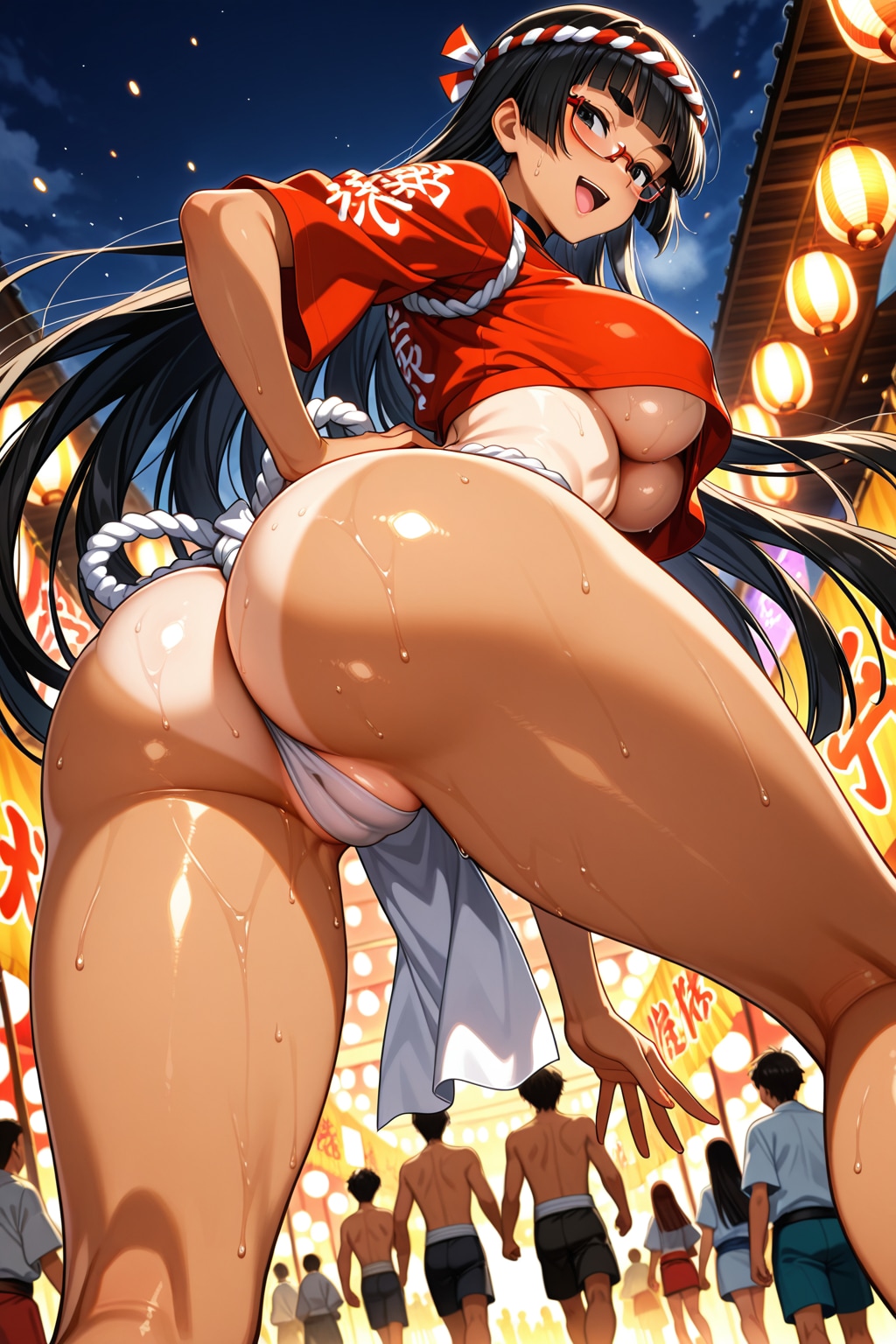 日焼けしたお尻