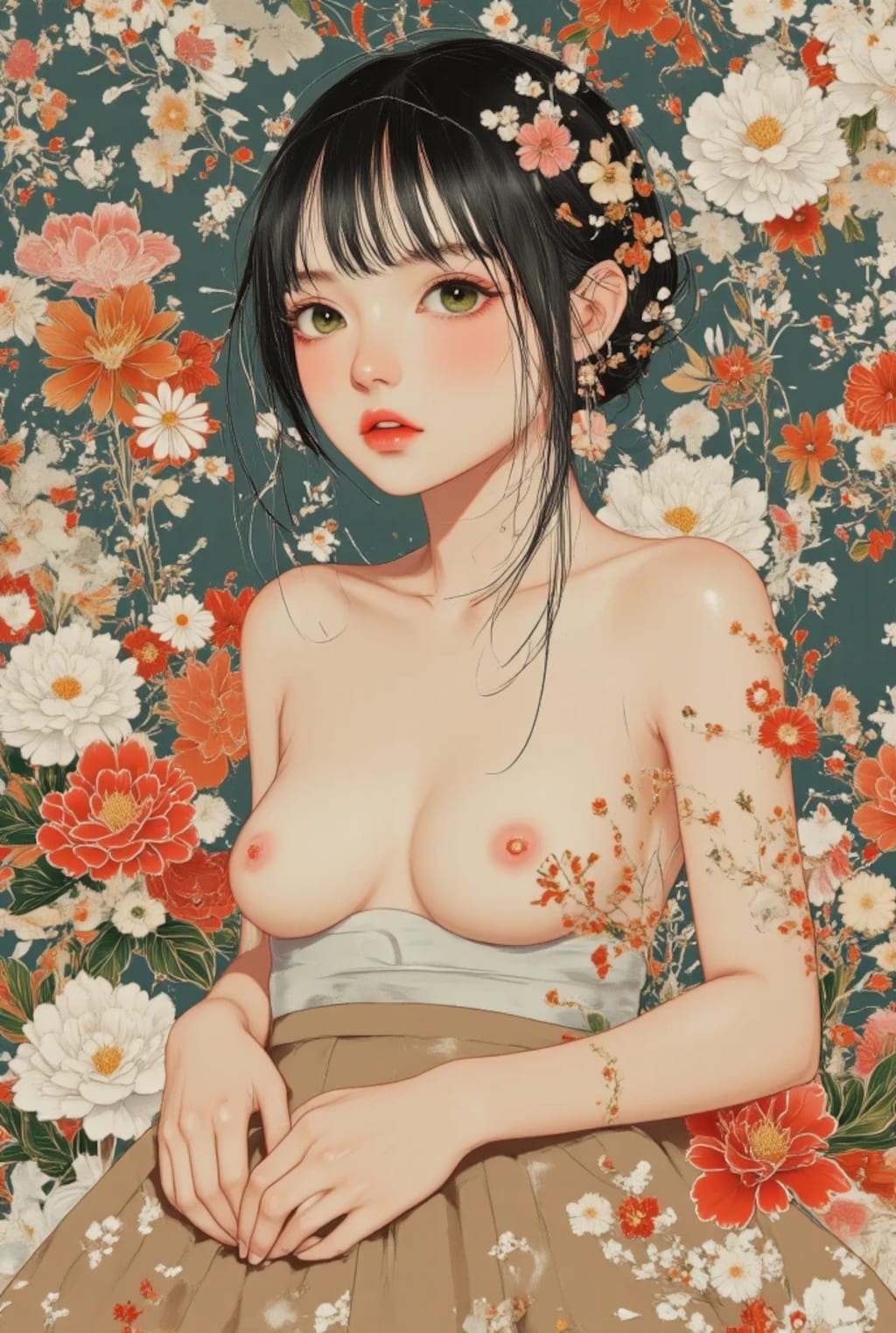 チャレンジ中の和風R-18イラスト