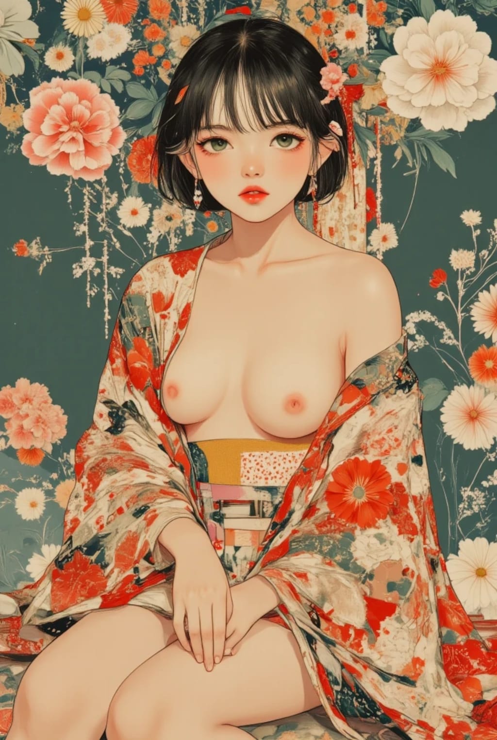 チャレンジ中の和風R-18イラスト