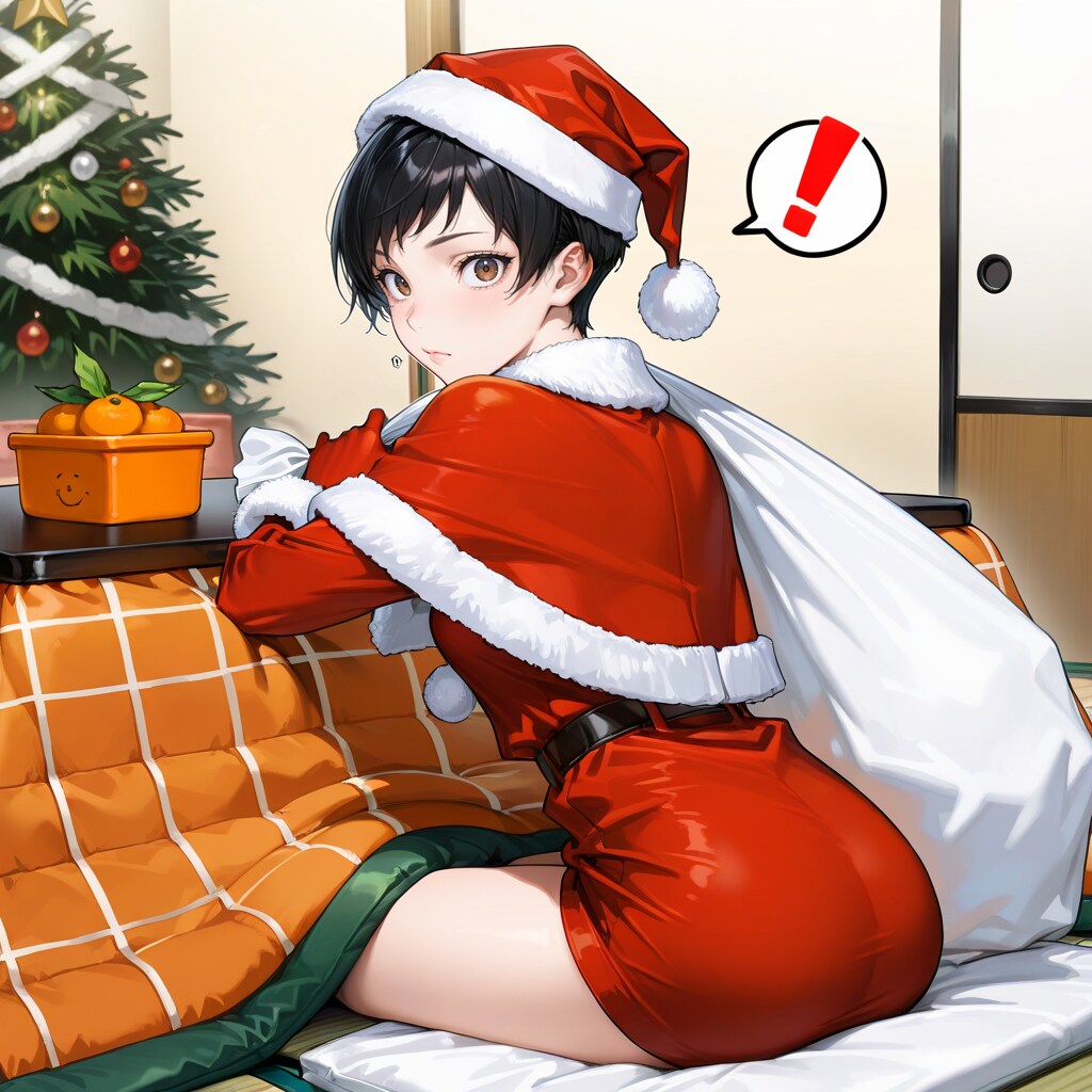 炬燵でくつろぐサンタ