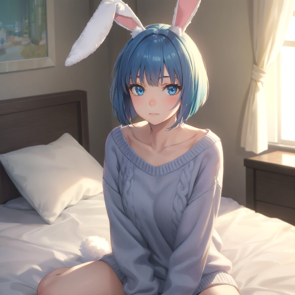 朝の光とウサギの少女