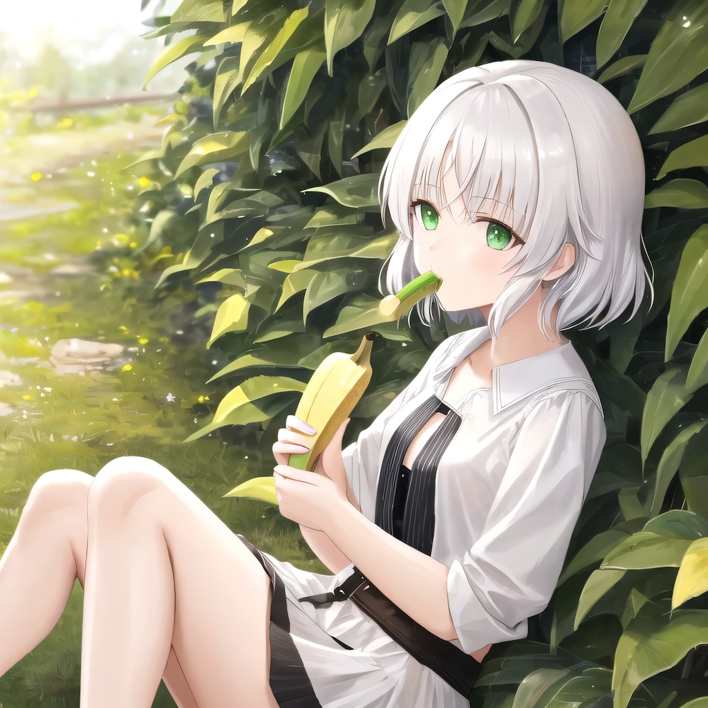 銀髪ボブでバナナの少女２