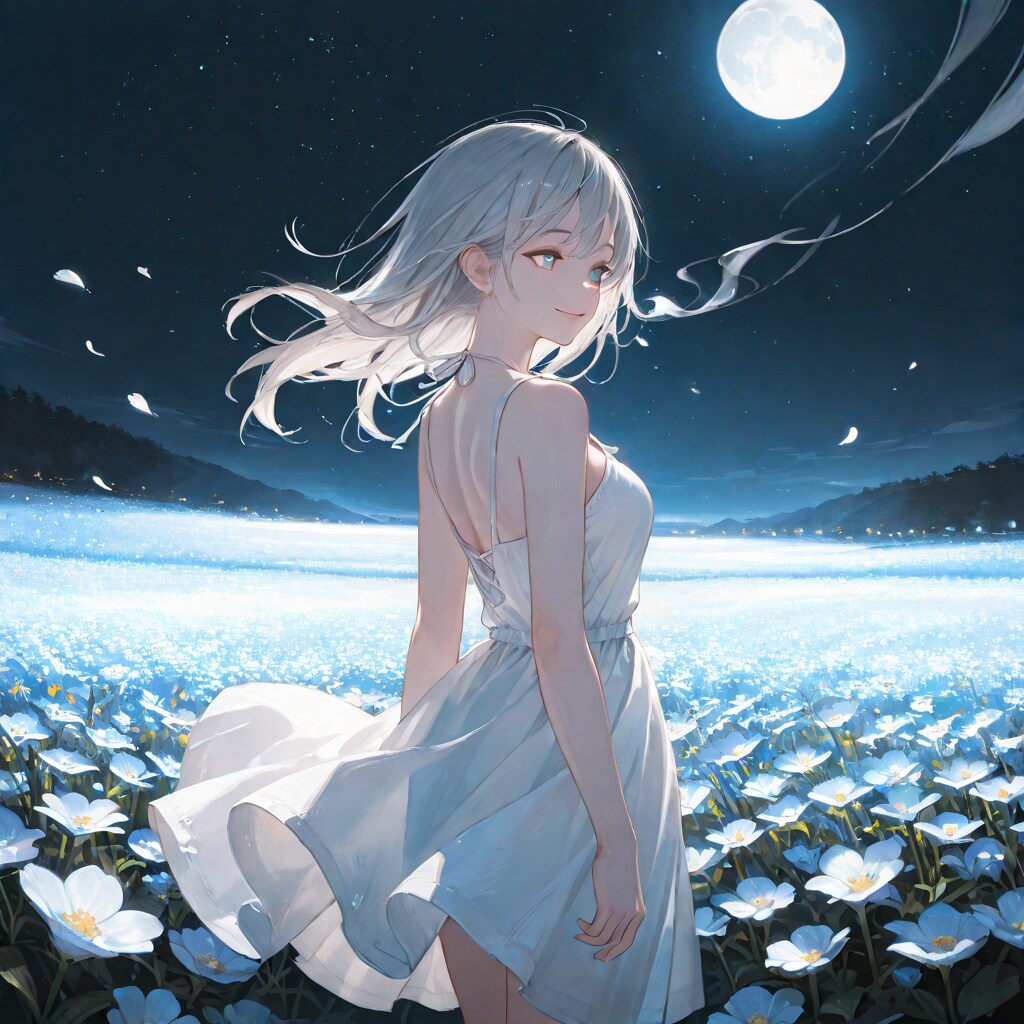月の光で輝く花