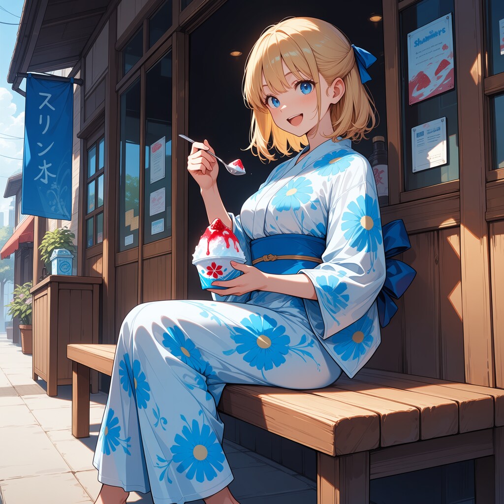 夏はやっぱりかき氷だよね！(モデル：シルファ)