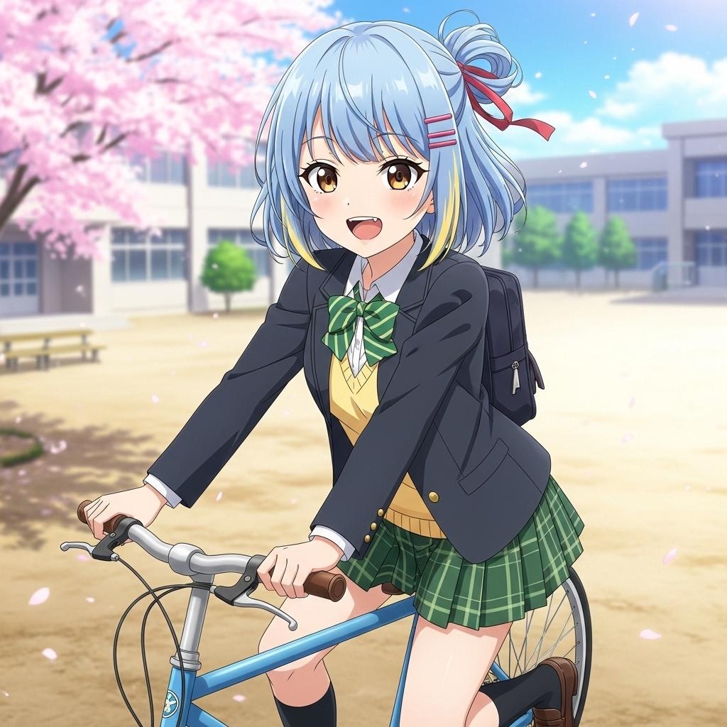 自転車に乗る ウズリポちゃん