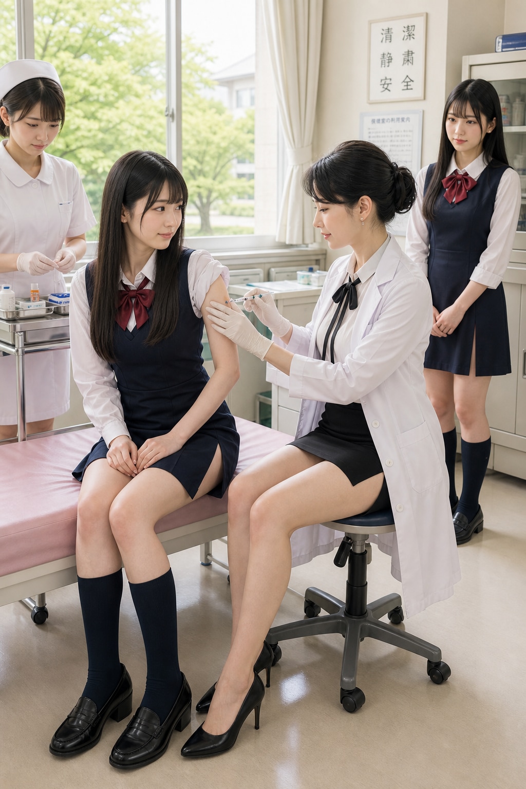 保健室での予防注射