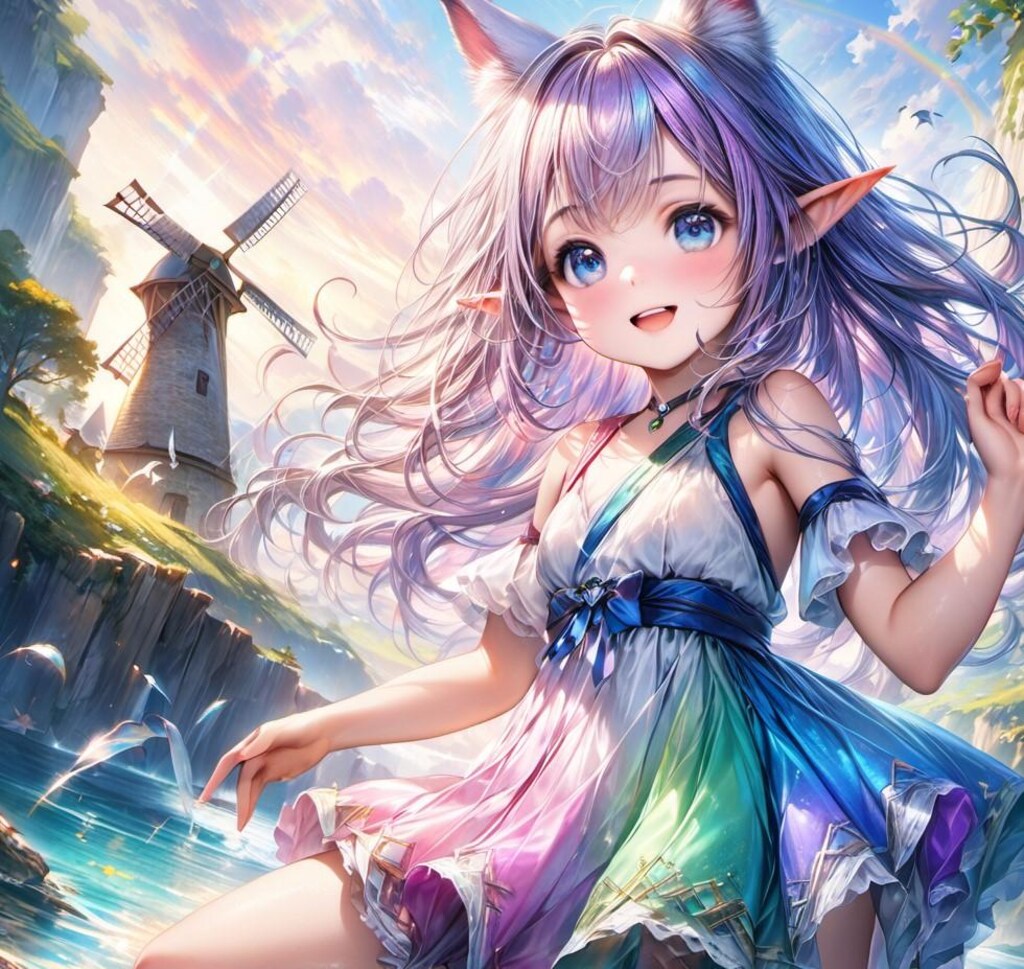 虹色ケモ耳エルフさん