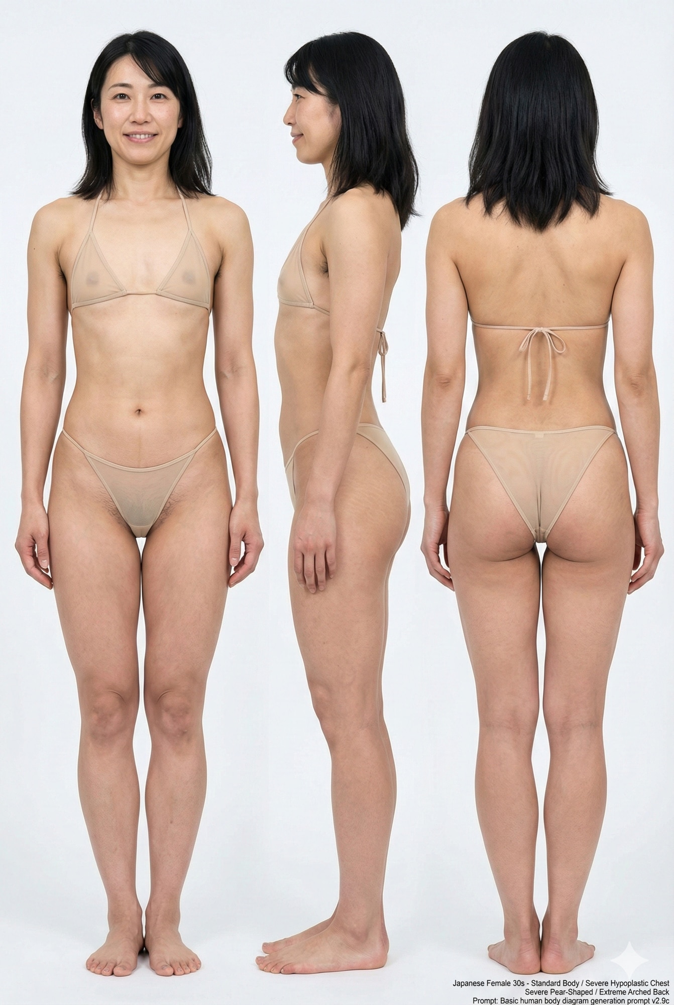 （Geminiの実力）35歳女性の3面図小さなバスト特集