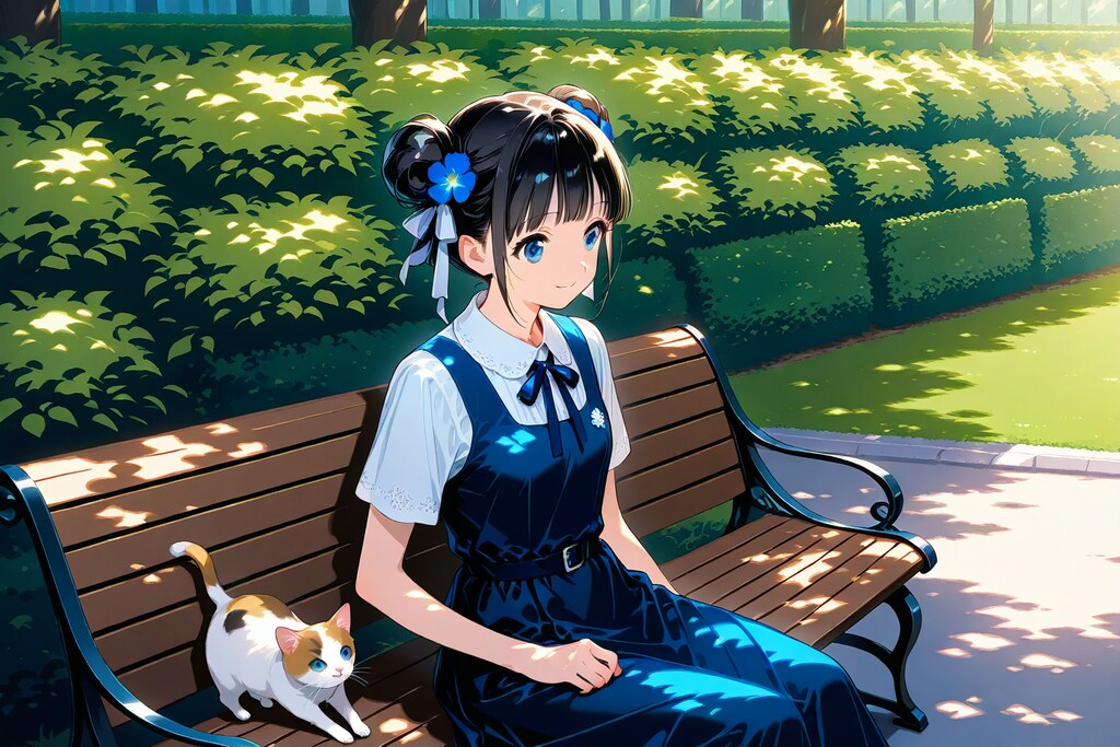 友達のネコさん🐈とのんびりするおだんごちゃん🍡✨