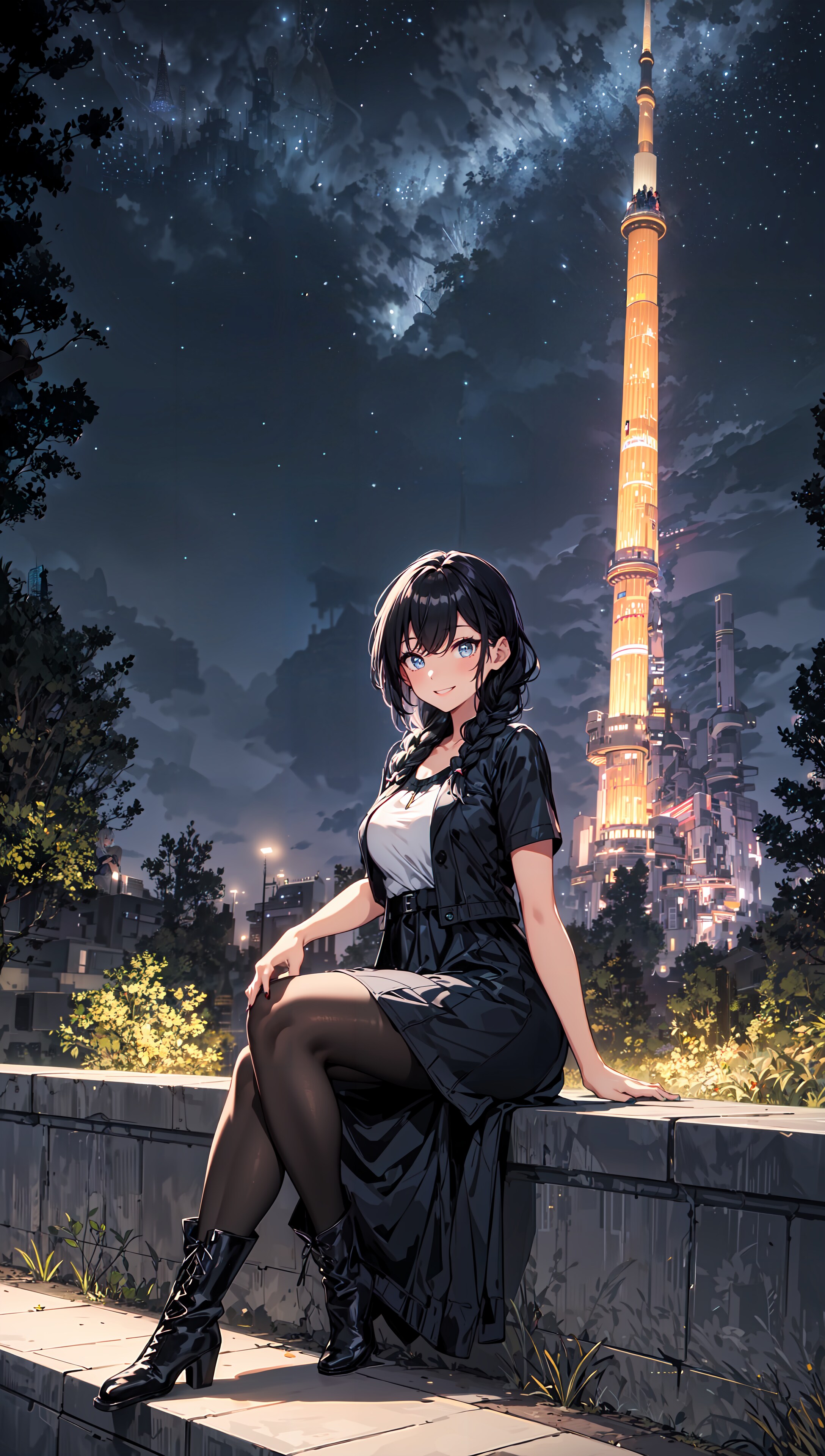 夏の夜景タワー