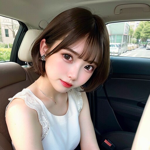車の中のショートヘアー