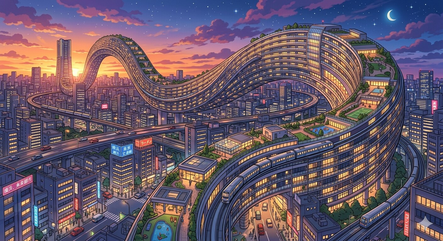 横にくねくねと伸びているタワマン | の人気AIイラスト・グラビア