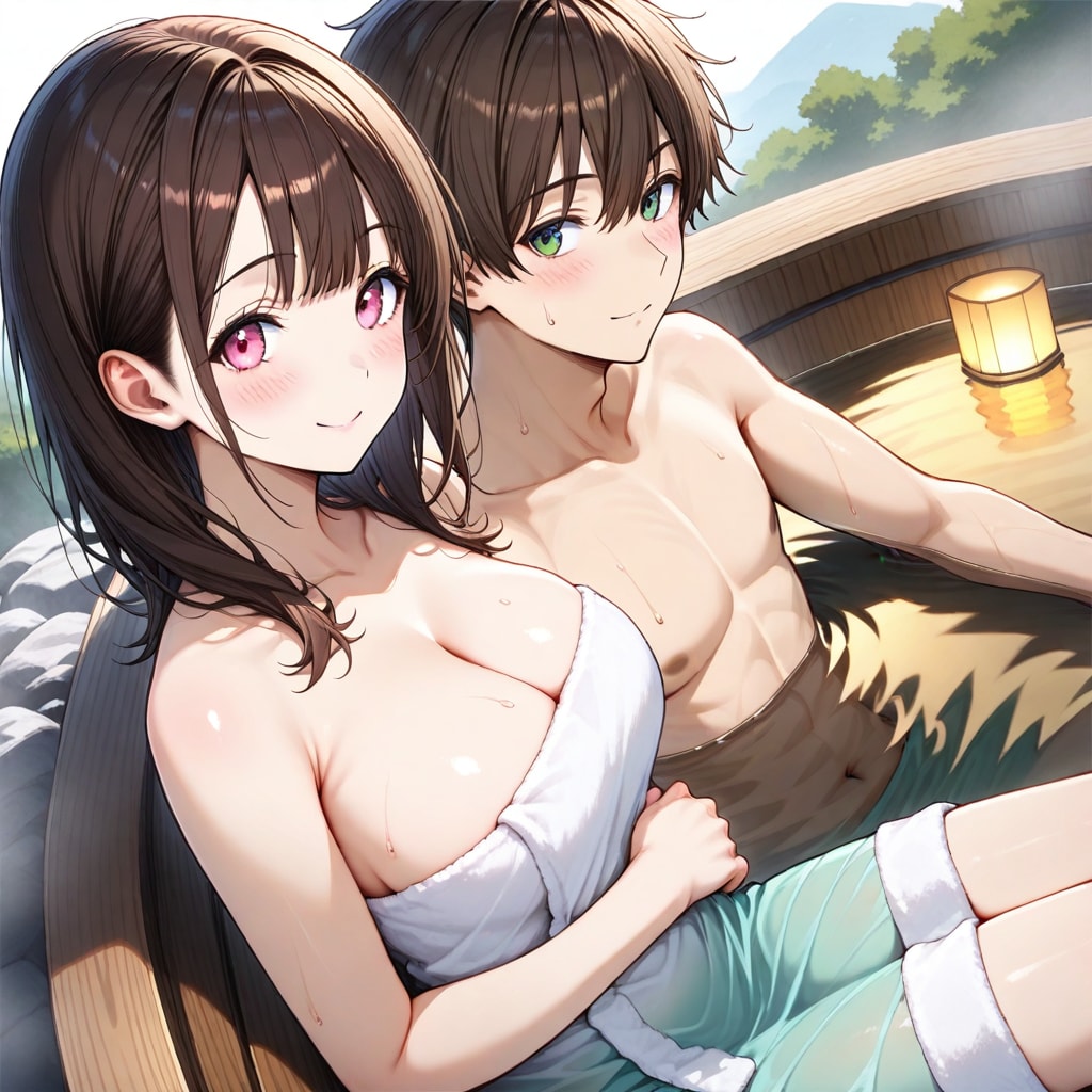 両親に内緒で混浴してみた
