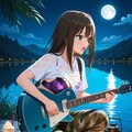 宿営地でギターを弾くしぶりん(PixAI版) 3枚目
