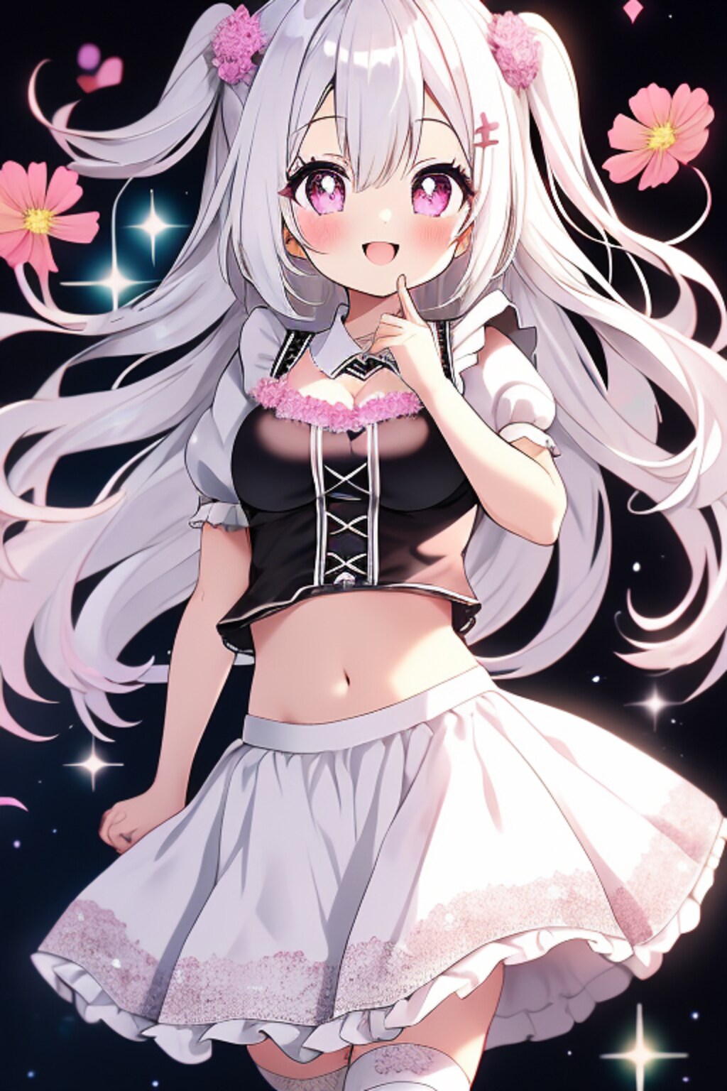 ディアンドルの女の子とコスモスです