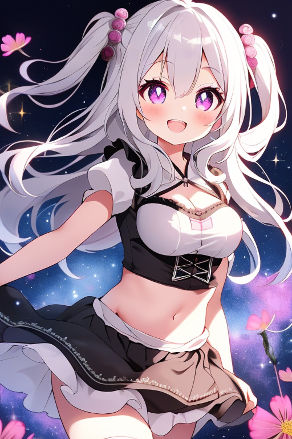 ディアンドルの女の子とコスモスです