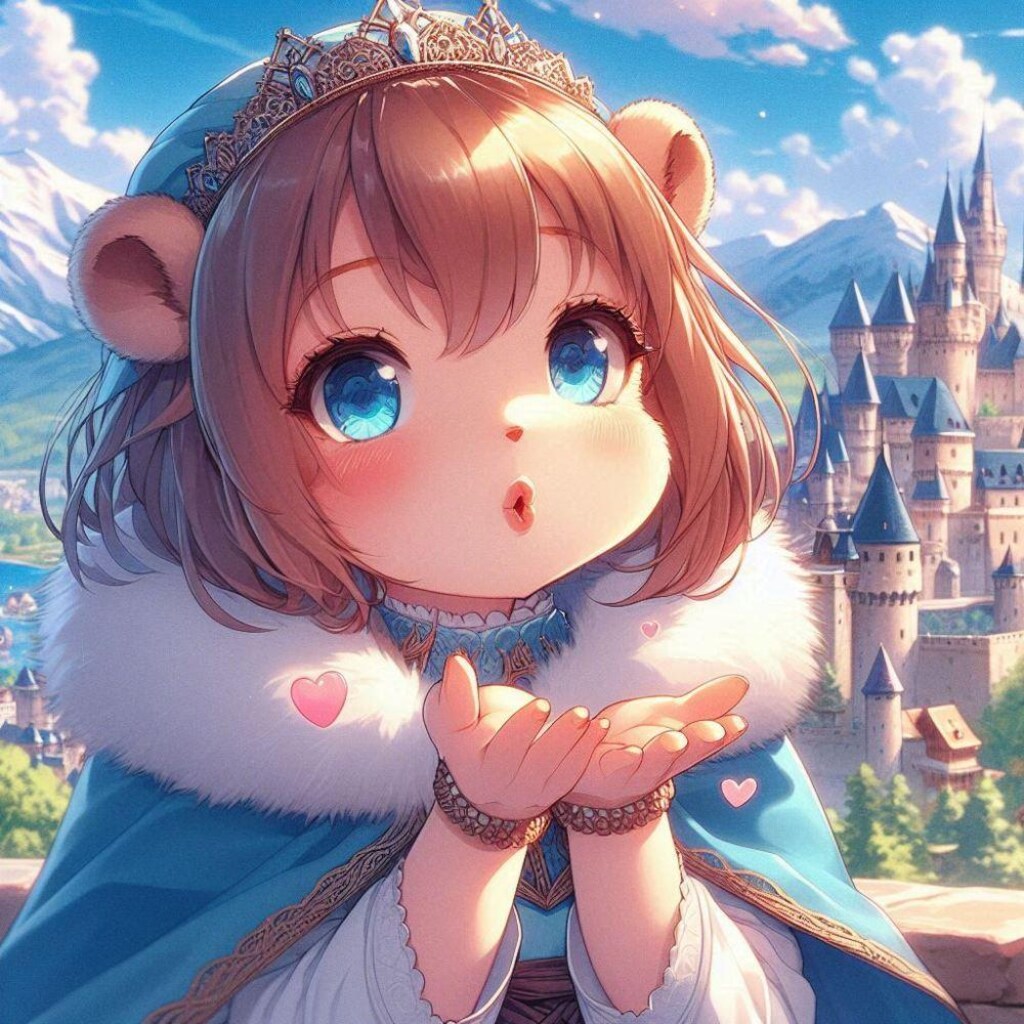 アニメ風、投げキッスマーモット