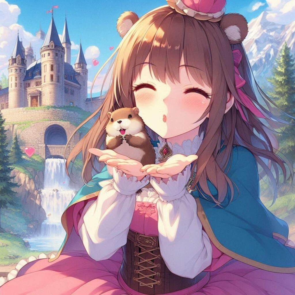 アニメ風、投げキッスマーモット