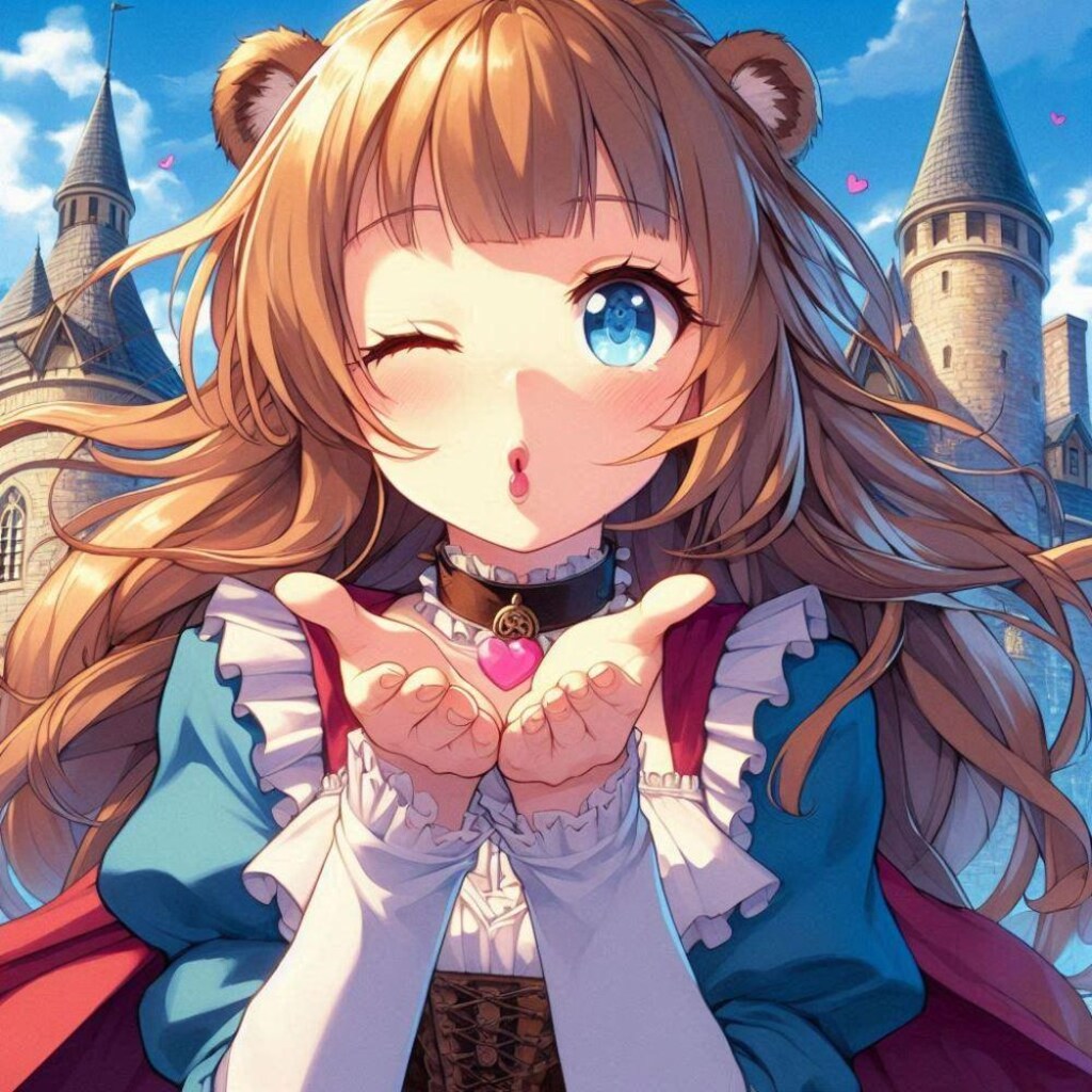 アニメ風、投げキッスマーモット