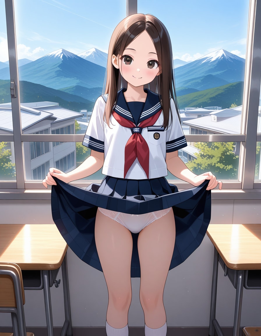 スカートたくし上げ